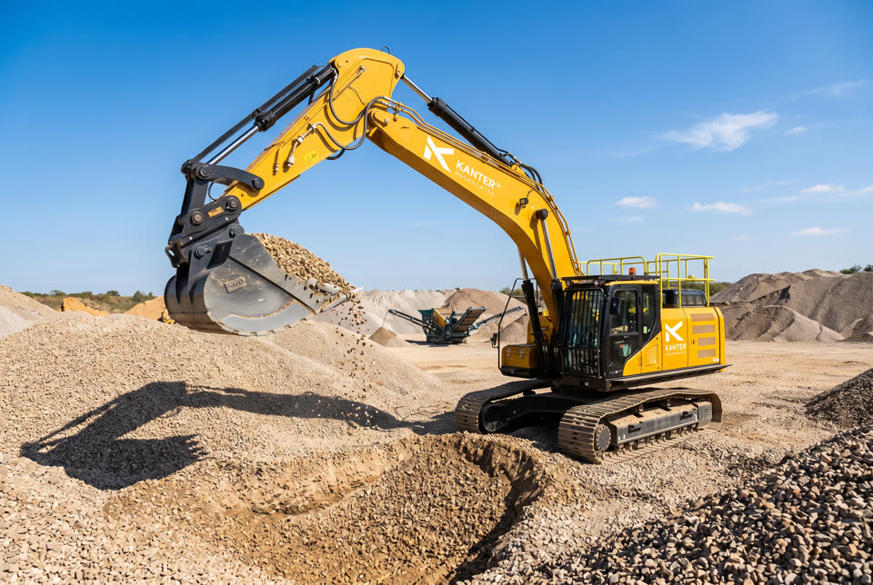 Excavadora de Kanter trabajando en la cantera